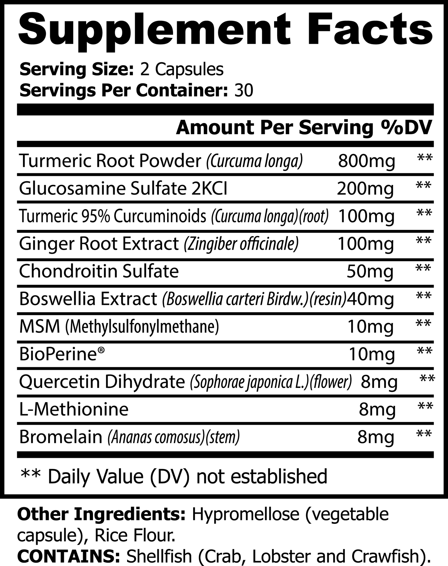 TURMERIC PLUS (CONTAINS SHELLFISH)