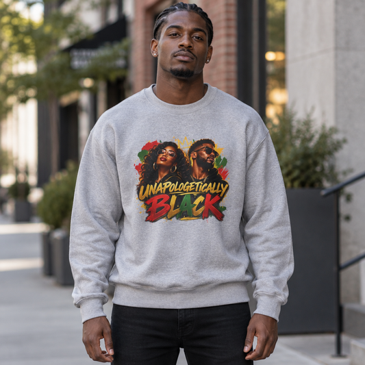 "Unapologetically Black" Sweatshirt — Afrocentric Crown Graphic Crewneck