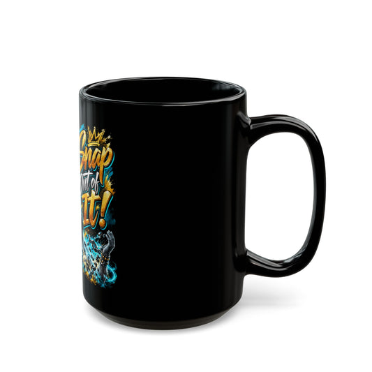 Snap Out of It! Black Ceramic Mug – Motivational Graphic Coffee Cup