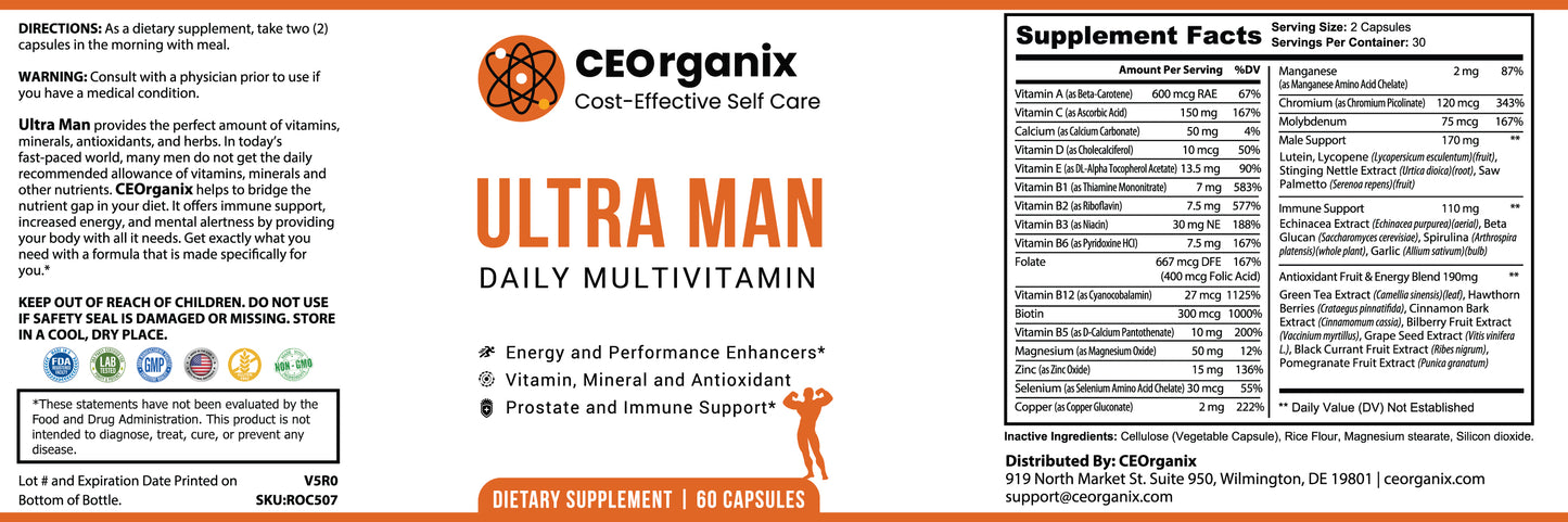 Ultra Man! - Men's Multivitamin (For Blood Types A, B, O and AB!)