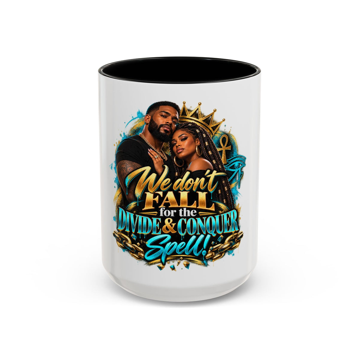 We Don’t Fall For the Divide & Conquer Spell Coffee Mug — Black Accent 11/15oz