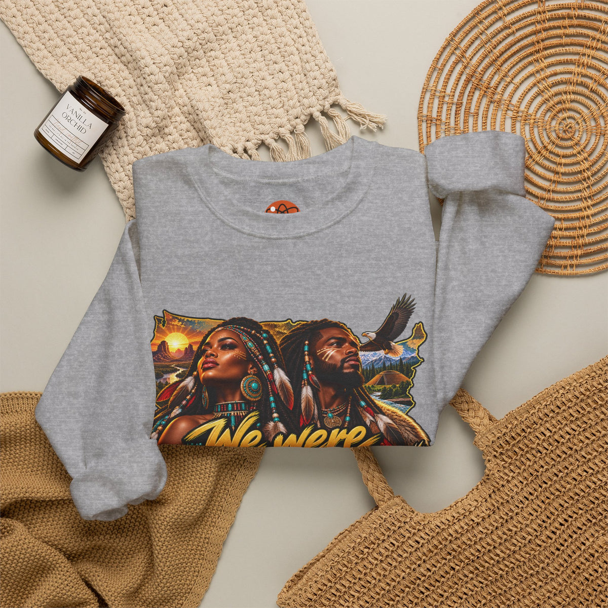 Crewneck Sweatshirt — "We Were Already Here" Urban Rasta Art