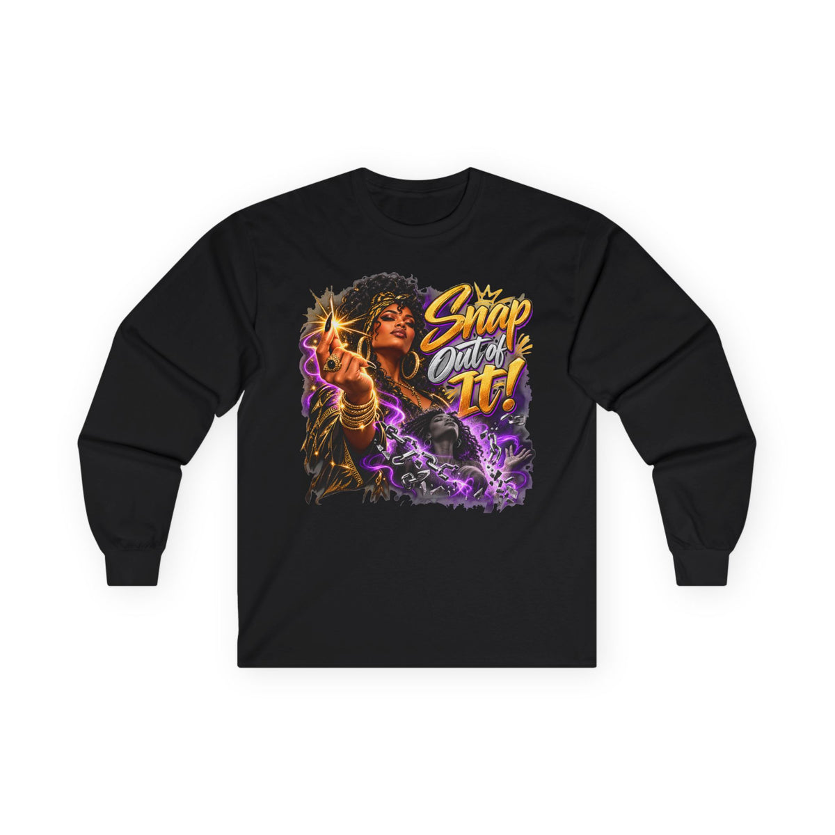 Long Sleeve Tee — "Snap Outta It!" Witchy Graphic