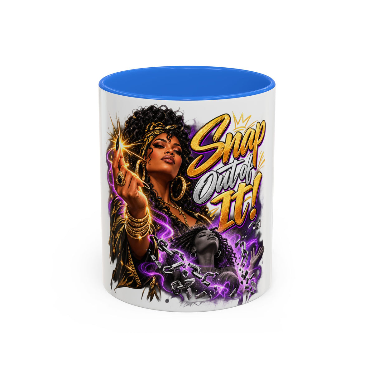 Snap Outta It! Coffee Mug – Vibrant Afro-Latina Power Graphic Mug (11oz/15oz)