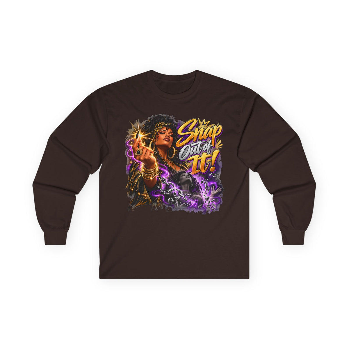 Long Sleeve Tee — "Snap Outta It!" Witchy Graphic