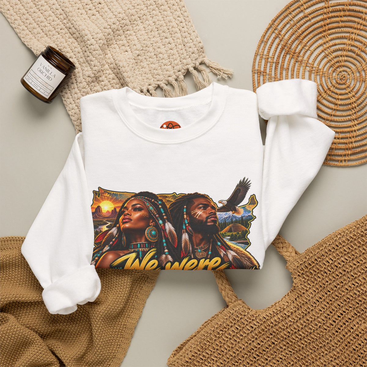 Crewneck Sweatshirt — "We Were Already Here" Urban Rasta Art