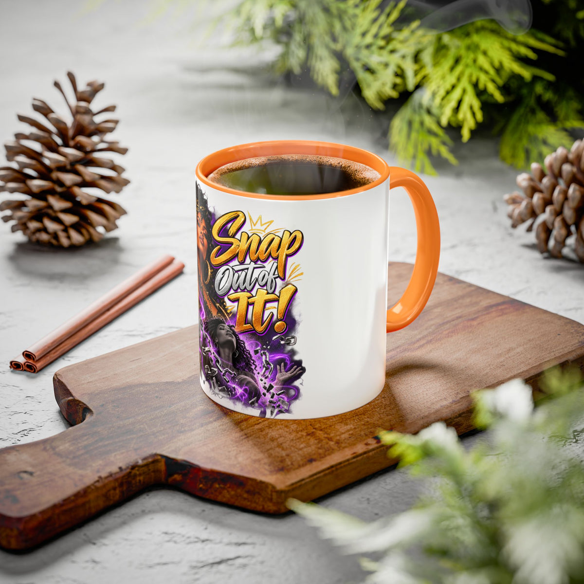 Snap Outta It! Coffee Mug – Vibrant Afro-Latina Power Graphic Mug (11oz/15oz)