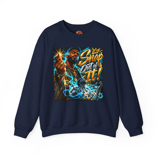 Crewneck Sweatshirt — "Snap Out of It!" Retro Hip-Hop Graphic