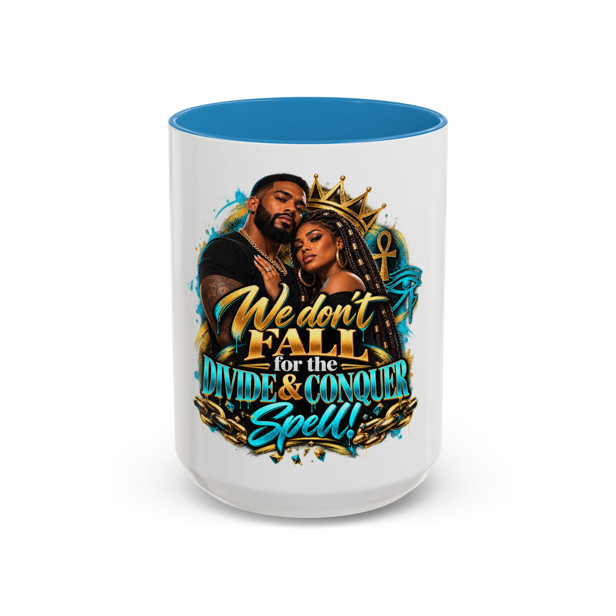 We Don’t Fall For the Divide & Conquer Spell Coffee Mug — Black Accent 11/15oz
