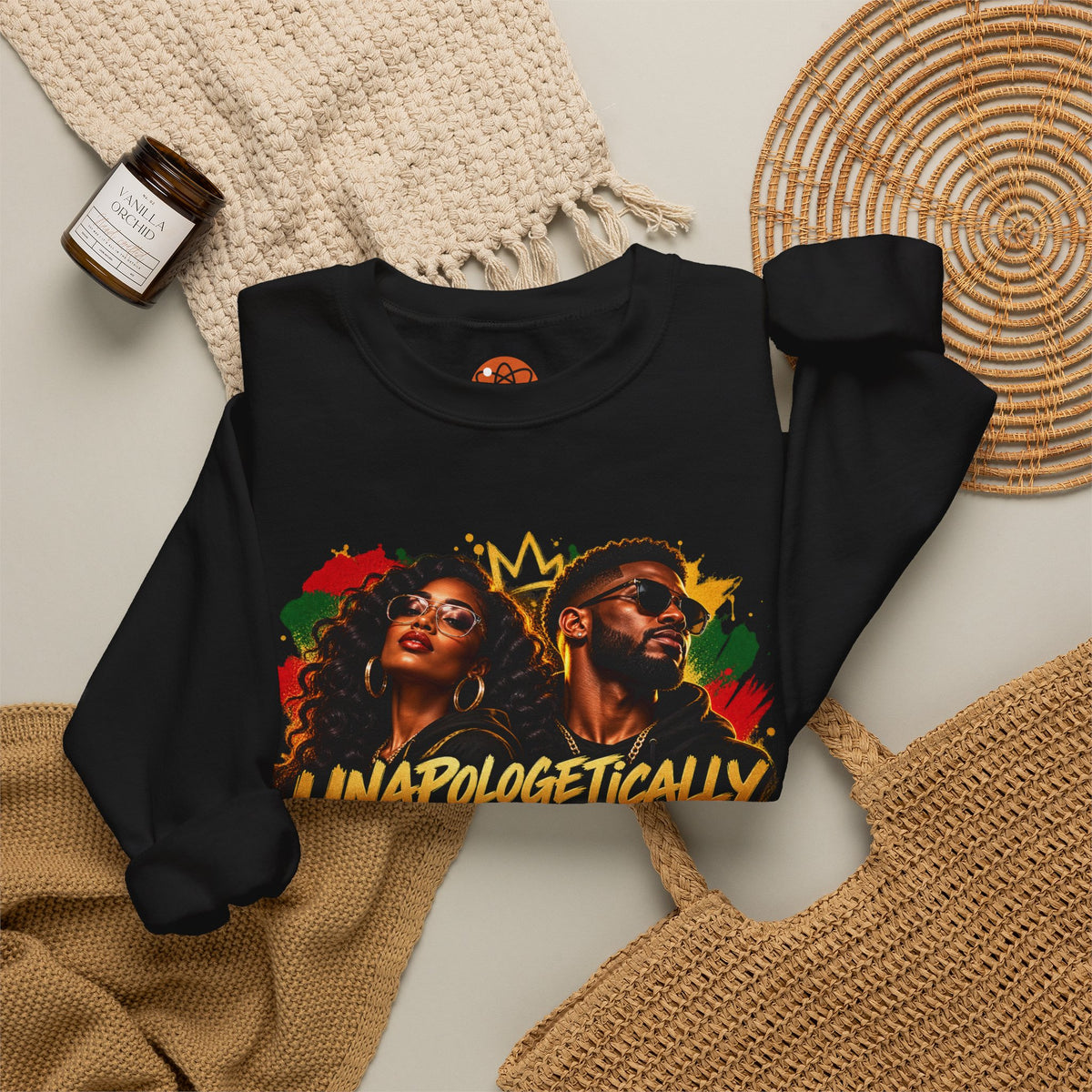 Unapologetically Black Sweatshirt — Afrocentric Crown Graphic Crewneck