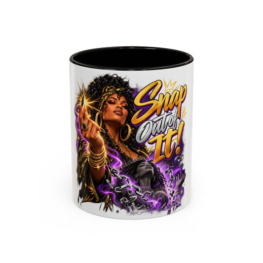 Snap Outta It! Coffee Mug – Vibrant Afro-Latina Power Graphic Mug (11oz/15oz)