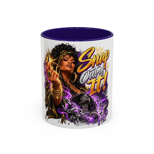 Snap Outta It! Coffee Mug – Vibrant Afro-Latina Power Graphic Mug (11oz/15oz)