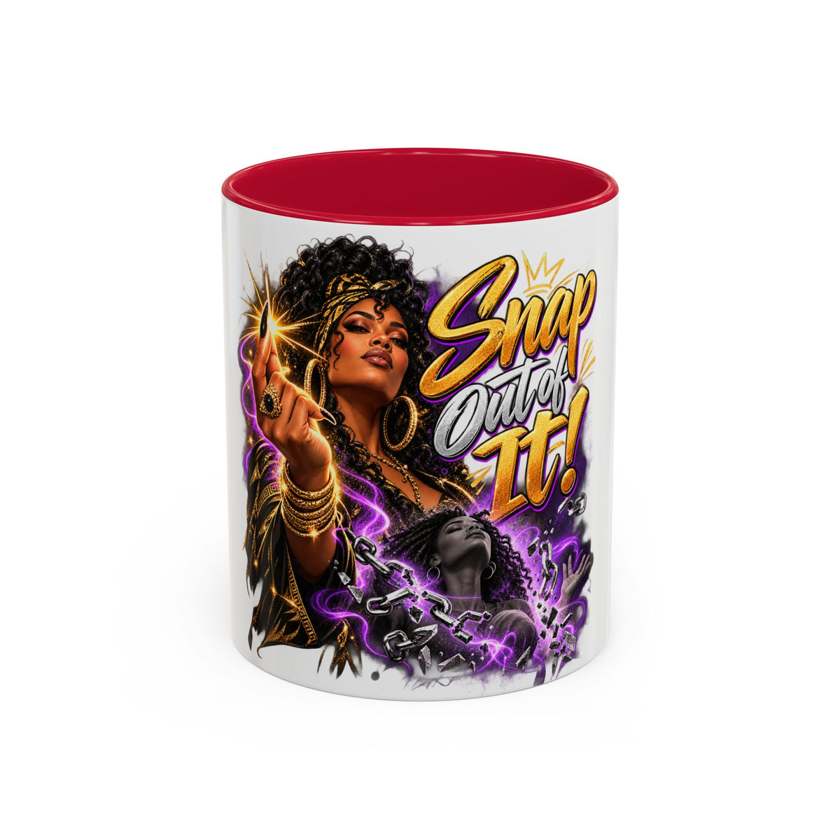 Snap Outta It! Coffee Mug – Vibrant Afro-Latina Power Graphic Mug (11oz/15oz)
