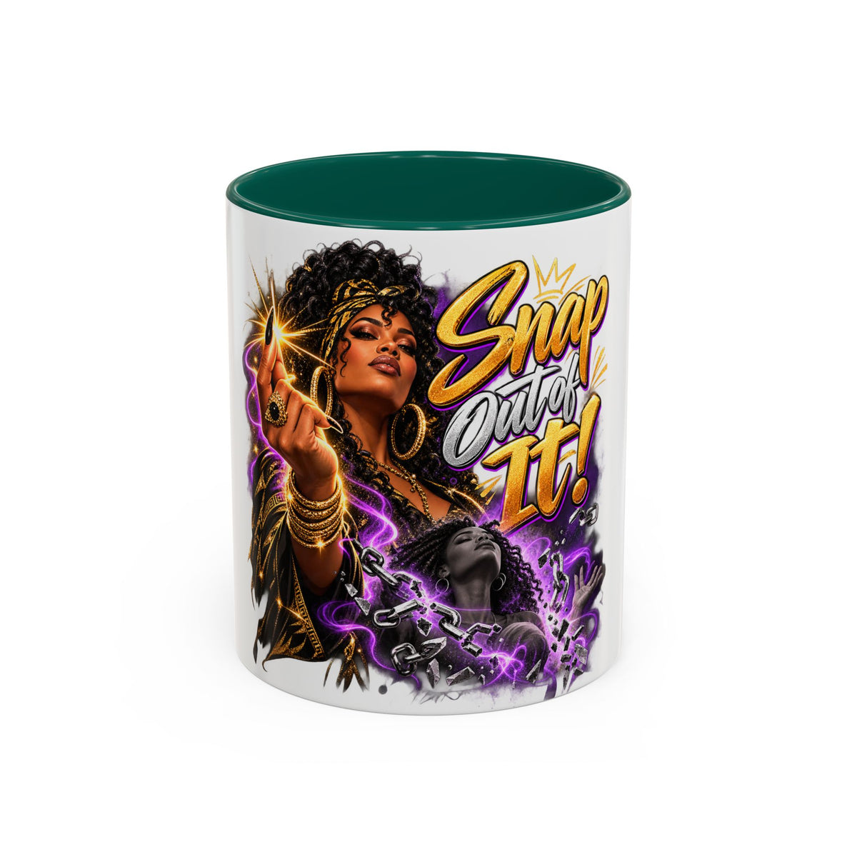 Snap Outta It! Coffee Mug – Vibrant Afro-Latina Power Graphic Mug (11oz/15oz)
