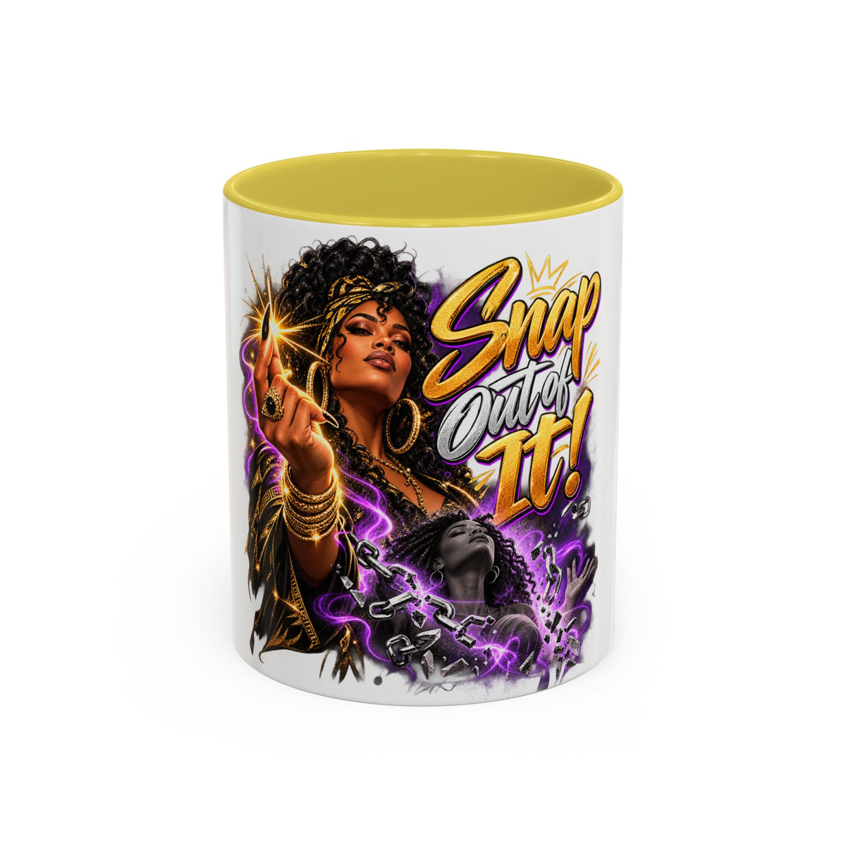 Snap Outta It! Coffee Mug – Vibrant Afro-Latina Power Graphic Mug (11oz/15oz)