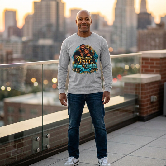 Long Sleeve Tee — "We Don’t Fall for the Divide & Conquer Spell" Afrocentric Couple Graphic
