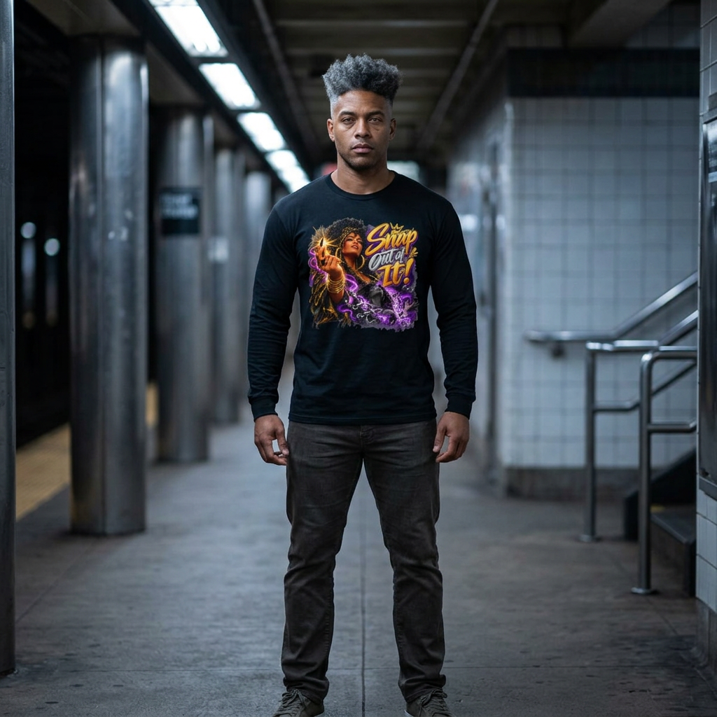 Long Sleeve Tee — "Snap Outta It!" Witchy Graphic