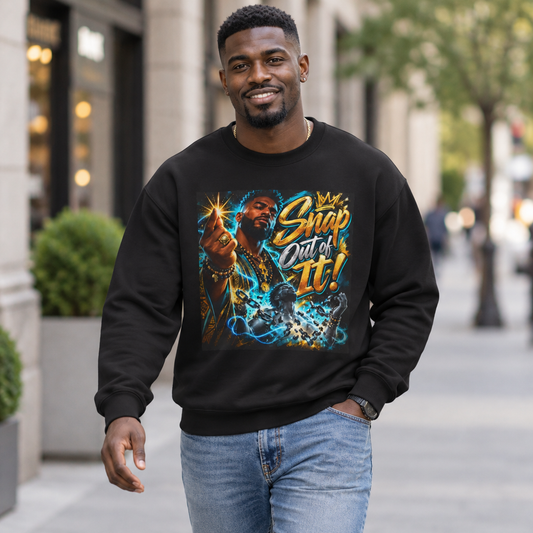 Crewneck Sweatshirt — "Snap Out of It!" Retro Hip-Hop Graphic
