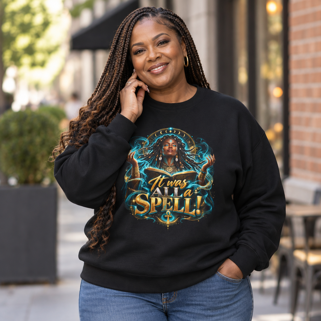 Witchy Crewneck Sweatshirt — "It Was A Spell" Magical Graphic