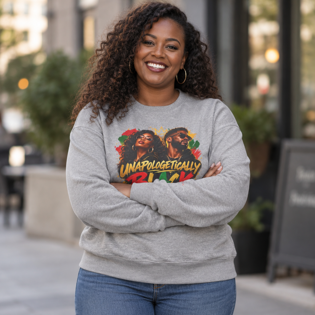 Unapologetically Black Sweatshirt — Afrocentric Crown Graphic Crewneck