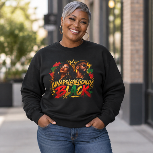 Unapologetically Black Sweatshirt — Afrocentric Crown Graphic Crewneck
