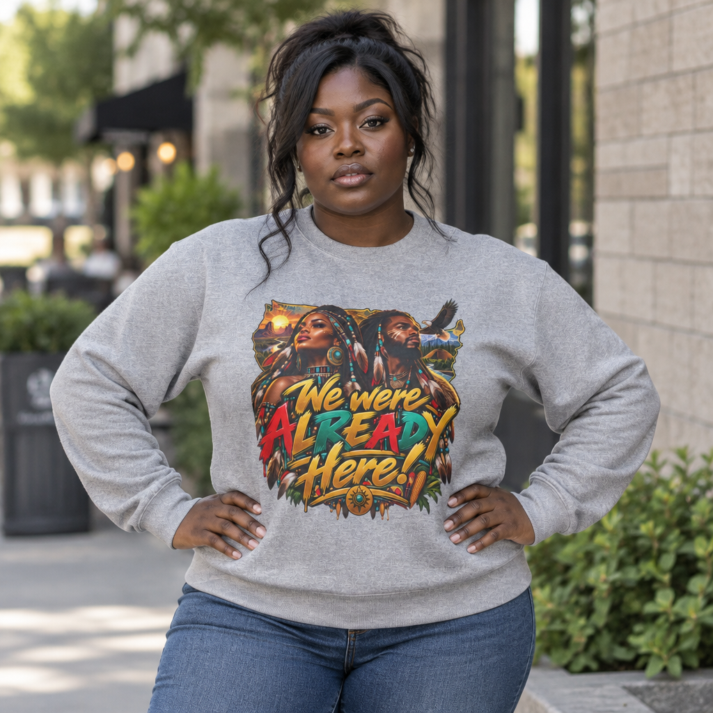 Crewneck Sweatshirt — "We Were Already Here" Urban Rasta Art