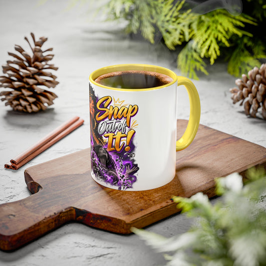 "Snap Outta It!" Coffee Mug – Vibrant Afro-Latina Power Graphic Mug (11oz/15oz)