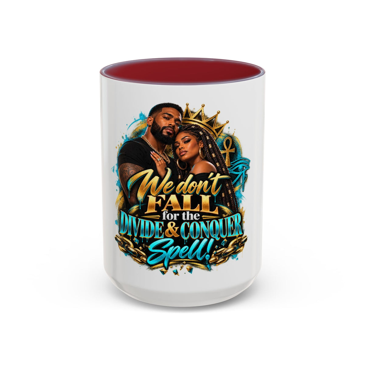 We Don’t Fall For the Divide & Conquer Spell Coffee Mug — Black Accent 11/15oz