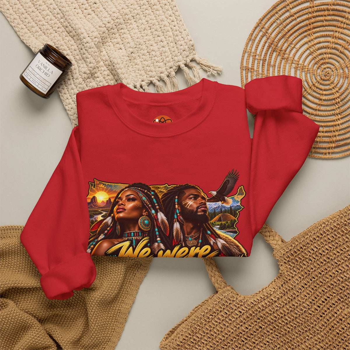 Crewneck Sweatshirt — "We Were Already Here" Urban Rasta Art