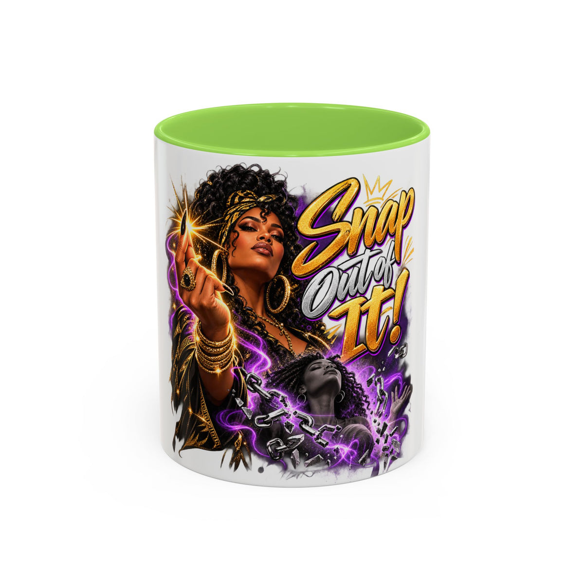 Snap Outta It! Coffee Mug – Vibrant Afro-Latina Power Graphic Mug (11oz/15oz)