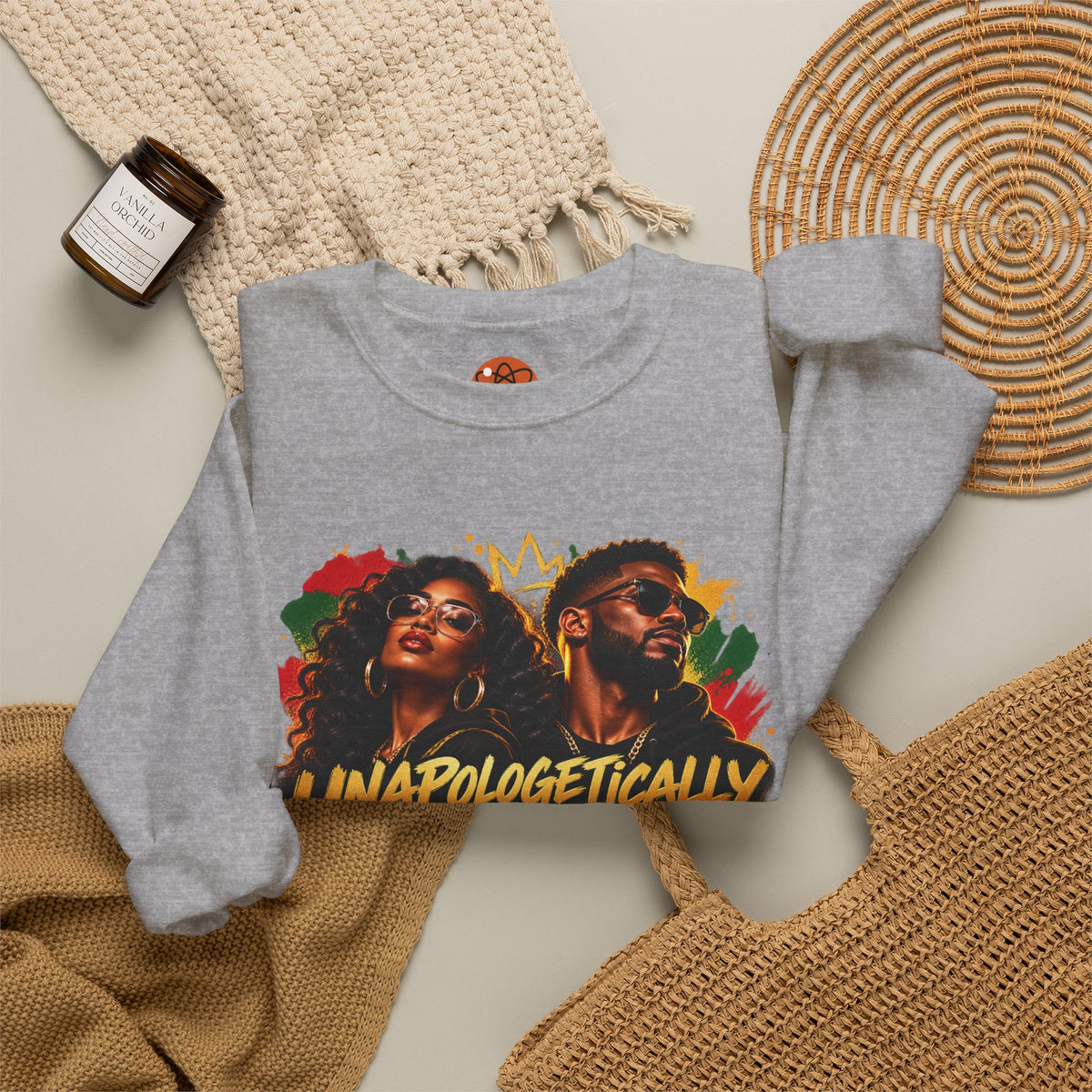 Unapologetically Black Sweatshirt — Afrocentric Crown Graphic Crewneck
