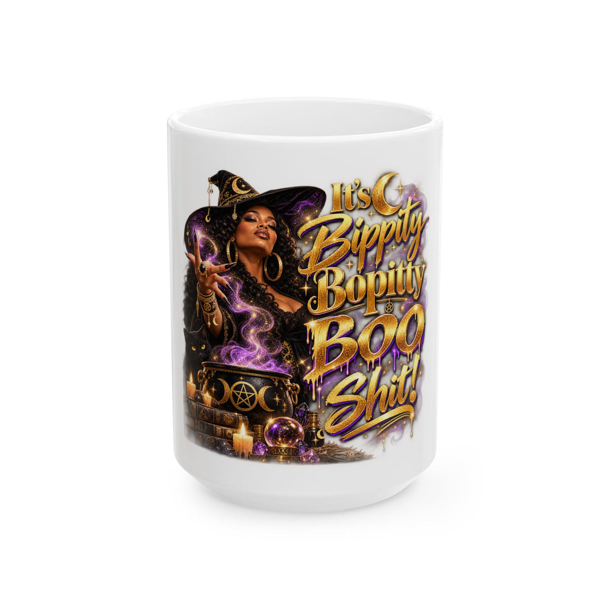 Witchy Halloween Mug - "It's Bippity Boppity Boo Shit!" Ceramic Coffee Cup (11oz/15oz)