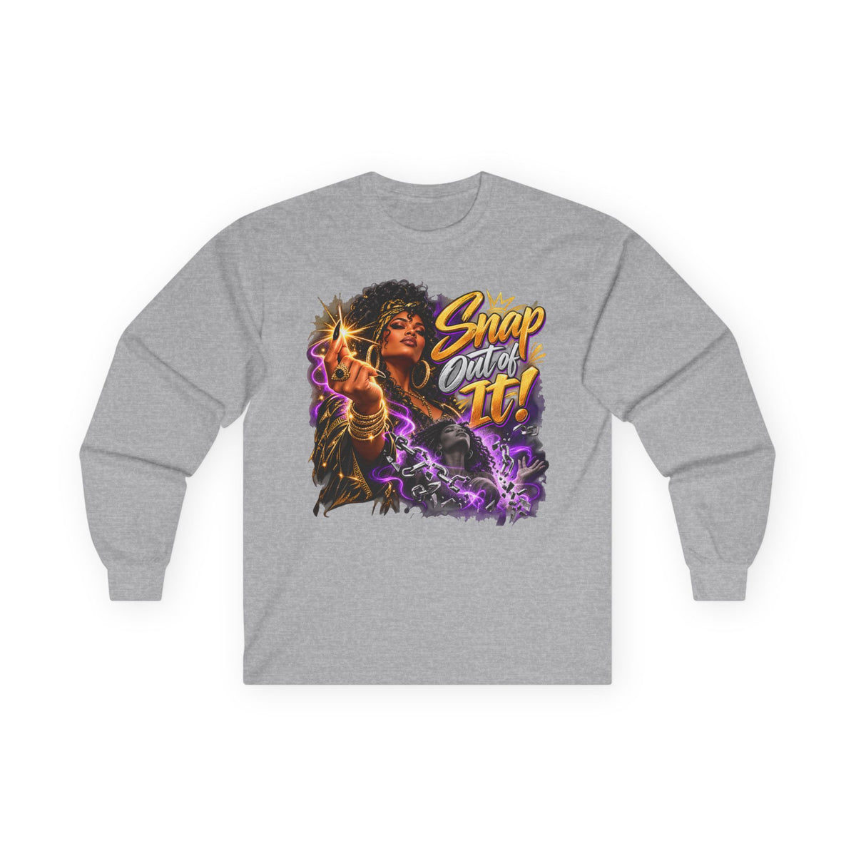 Long Sleeve Tee — "Snap Outta It!" Witchy Graphic