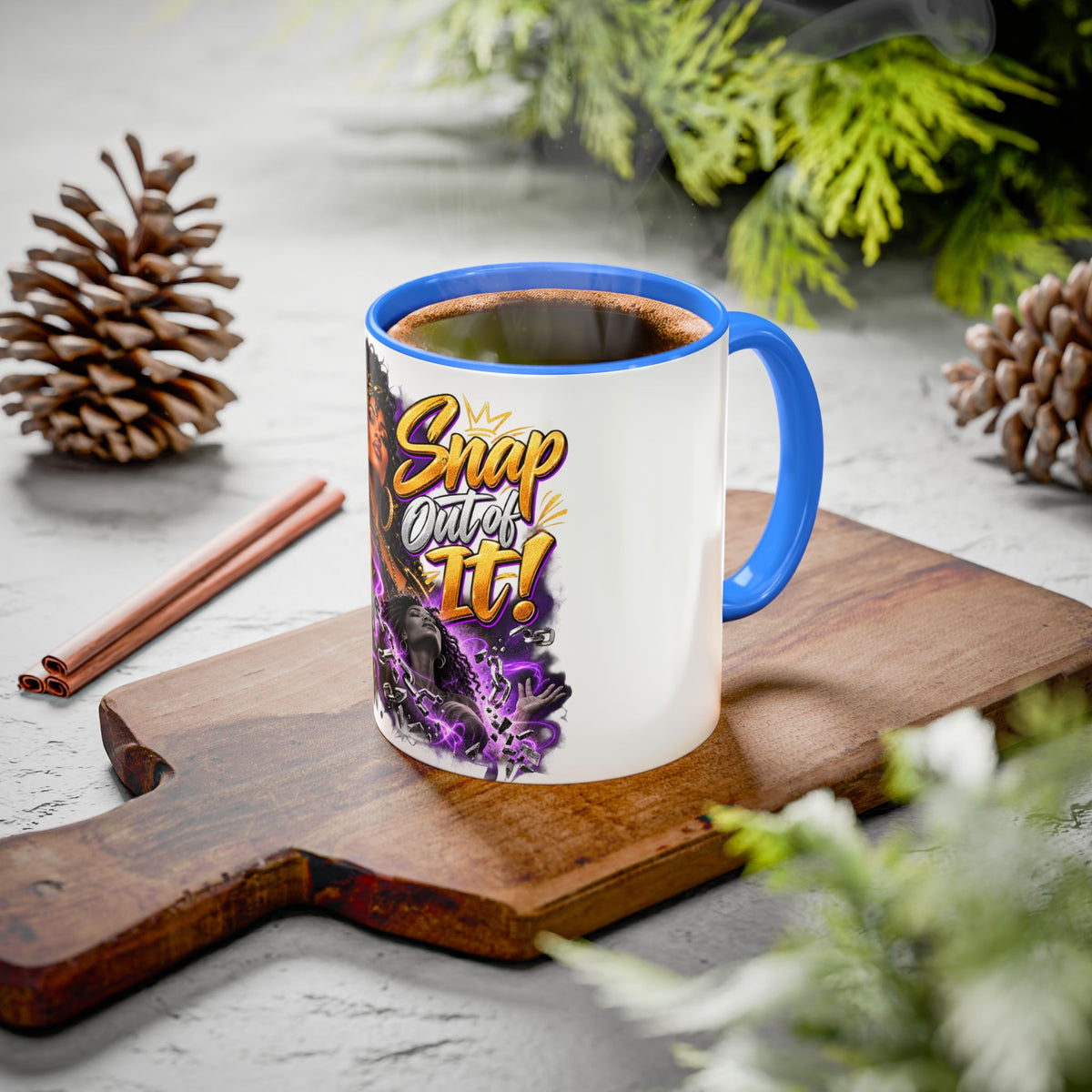 Snap Outta It! Coffee Mug – Vibrant Afro-Latina Power Graphic Mug (11oz/15oz)