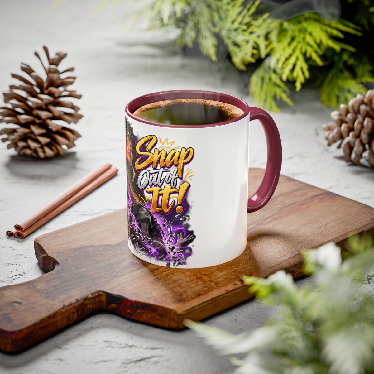 Snap Outta It! Coffee Mug – Vibrant Afro-Latina Power Graphic Mug (11oz/15oz)