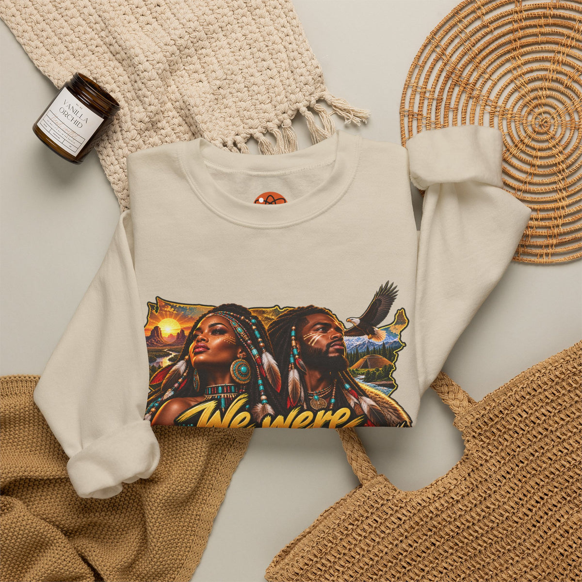 Crewneck Sweatshirt — "We Were Already Here" Urban Rasta Art