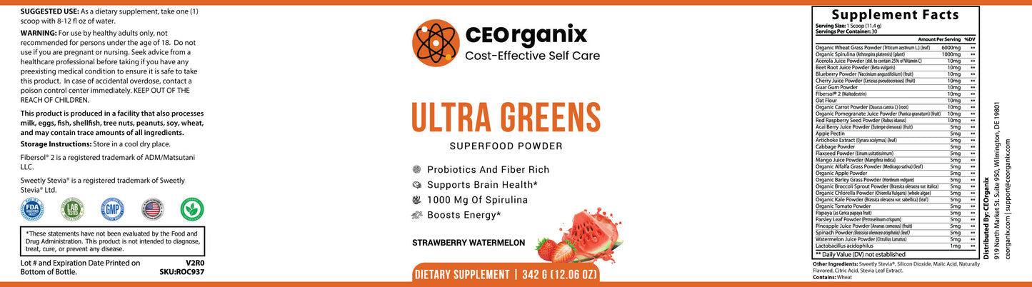 Ultra Greens - Strawberry Watermelon (For Blood Type A)