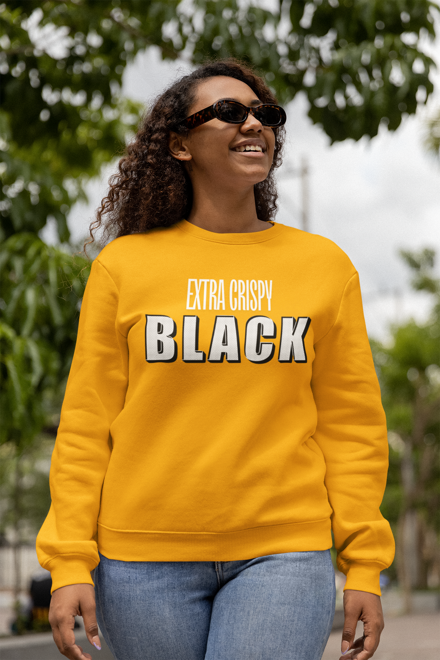 EXTRA CRISPY BLACK Unisex Crewneck Sweatshirt