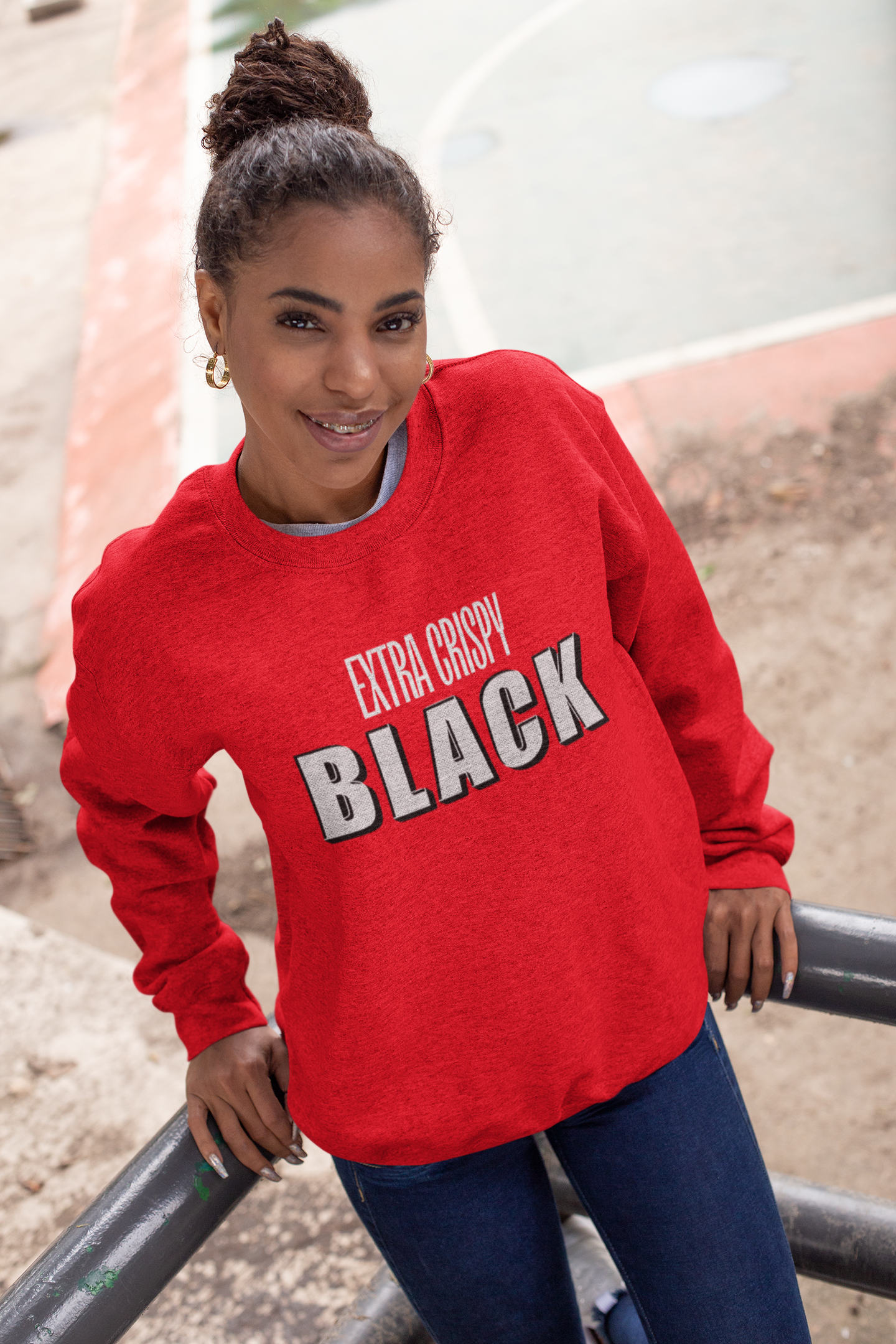 EXTRA CRISPY BLACK Unisex Crewneck Sweatshirt