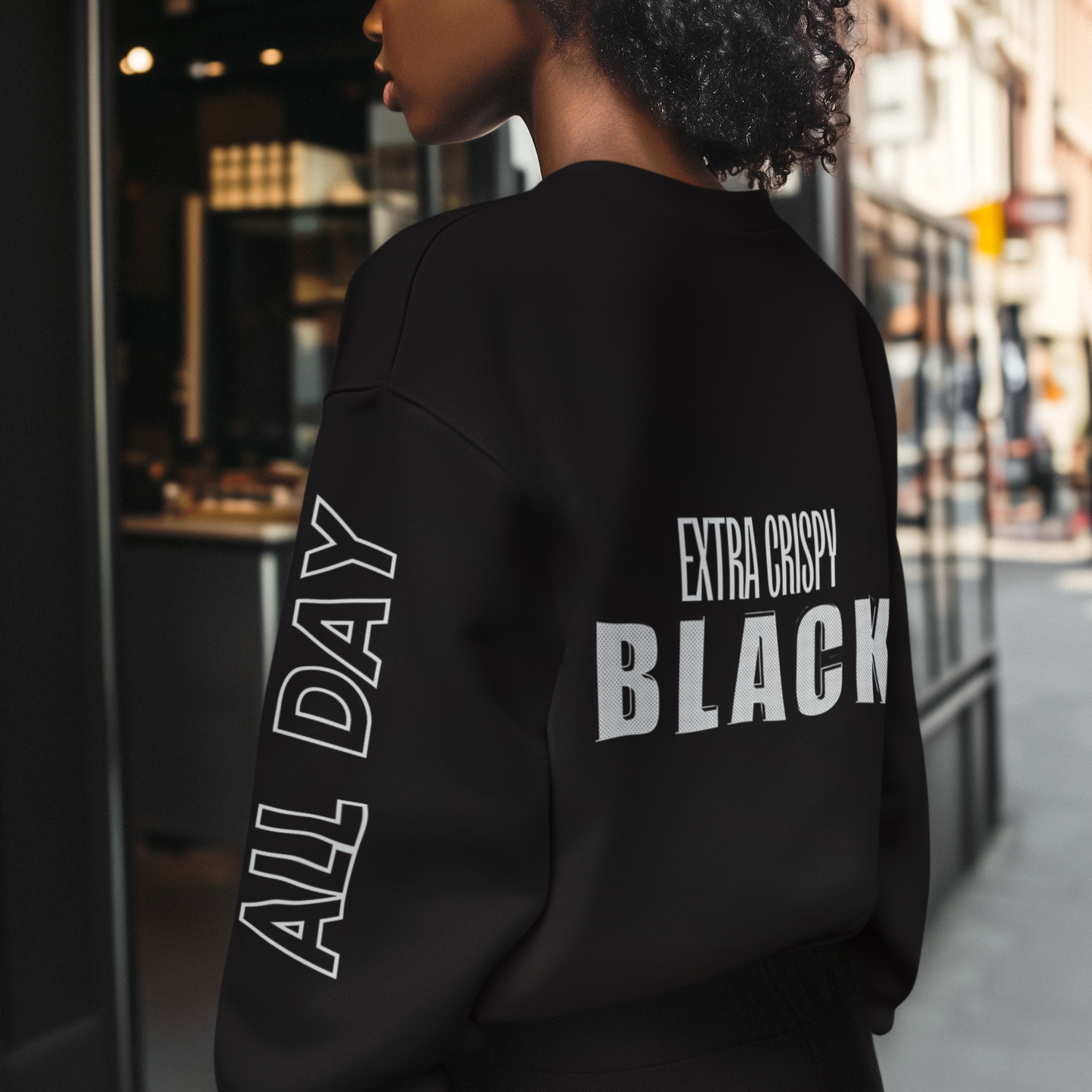 EXTRA CRISPY BLACK Unisex Crewneck Sweatshirt